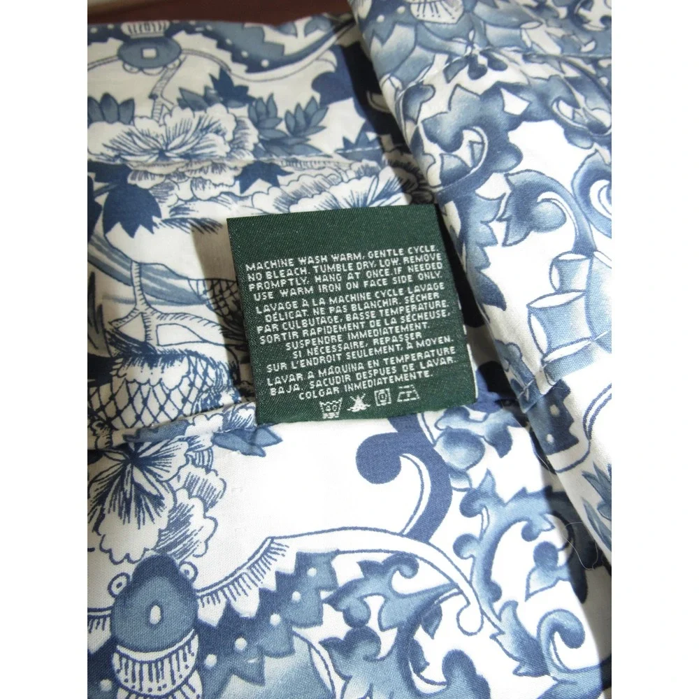 Vintage Ralph Lauren Tamarind Valance Porcelain Blue White Bird USA 17.5
